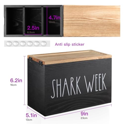 MISTOD Tampons Holder for Bathroom, Pad and Tampon Organizer with Tray Lid, Wooden Feminine